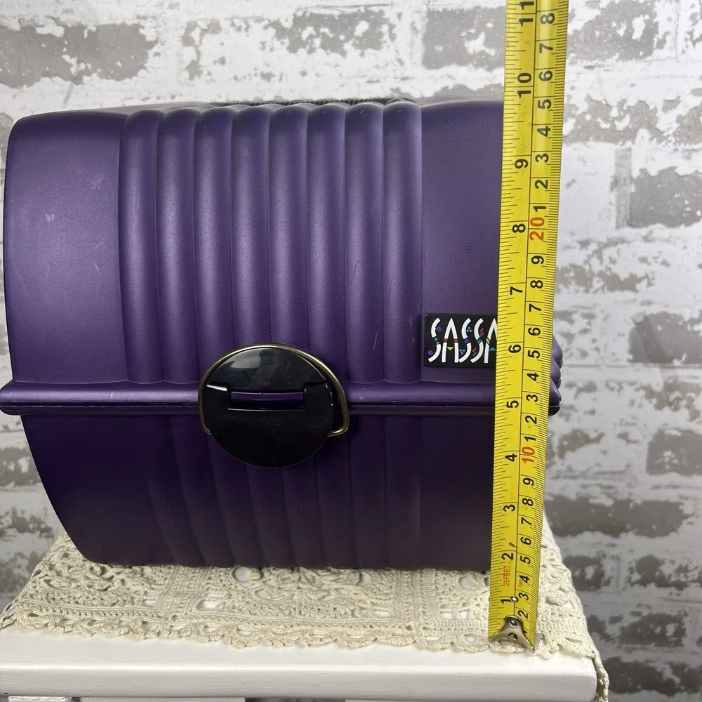 Vtg 90s Sassaby XL Travel Makeup Case Purple Black Model 103 Deluxe Plus 3 Tier